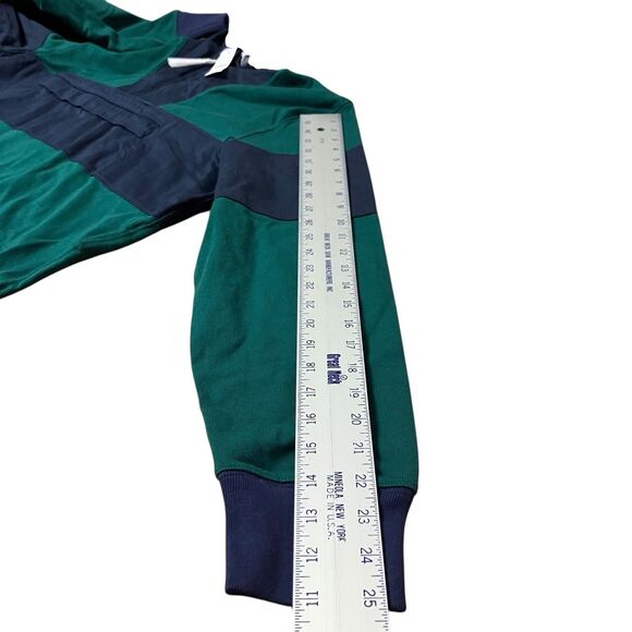 J Crew Anorak Hoodie Mens M Green Navy Colorblock Rugby Sporty Casual BN432 READ - Picture 7 of 15